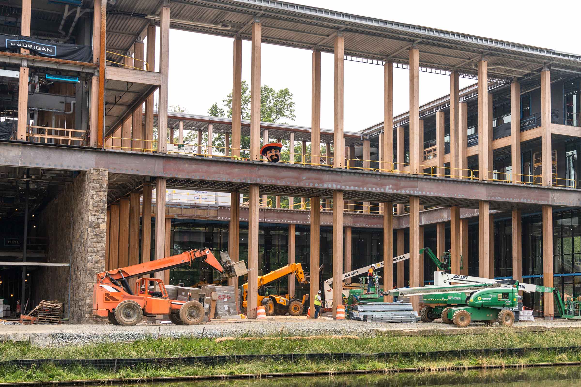 The framework of the Contemplative Commons Construction site at the Dell