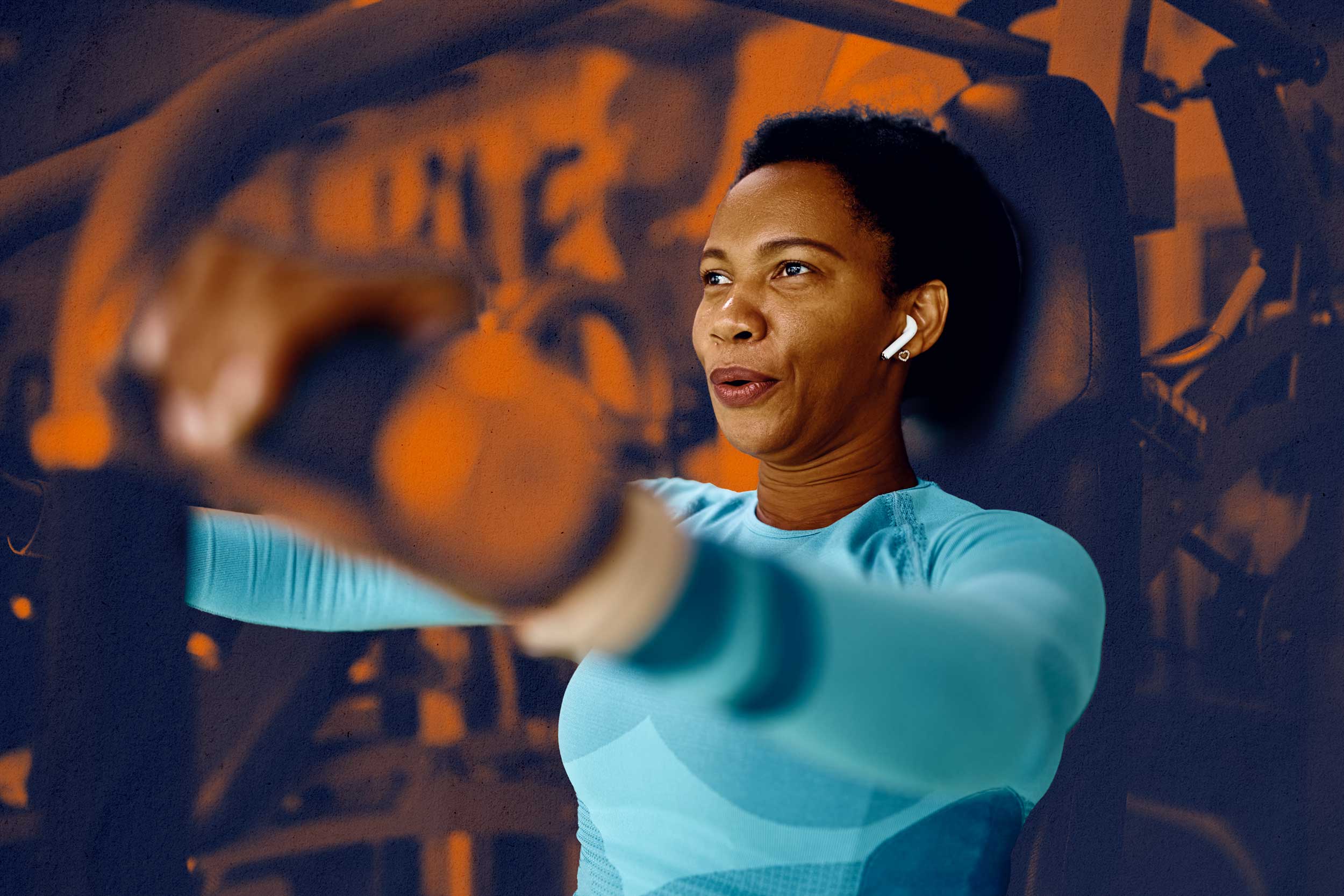 Portrait of a woman doing a workout.