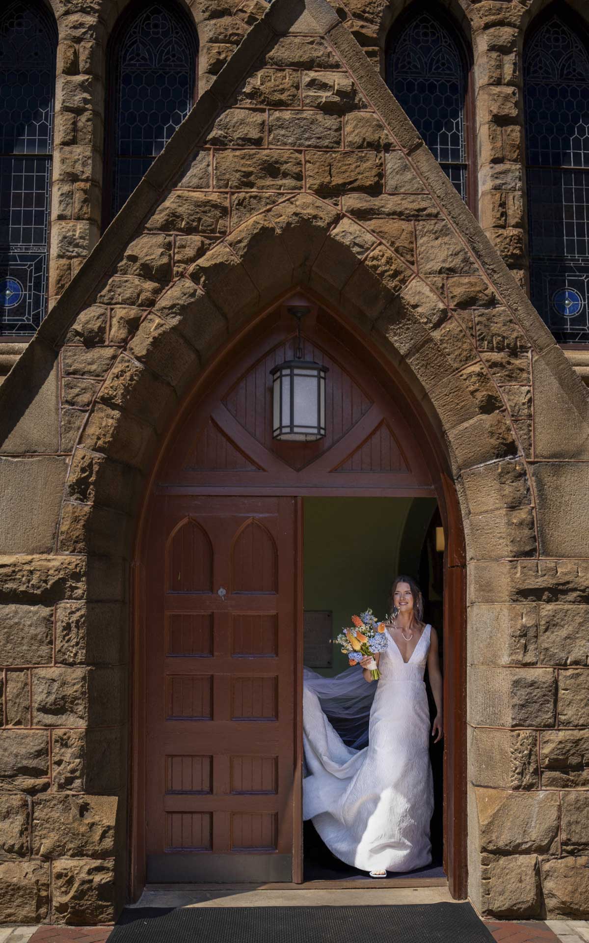 Brady Snipes exits the chapel following the wedding. 